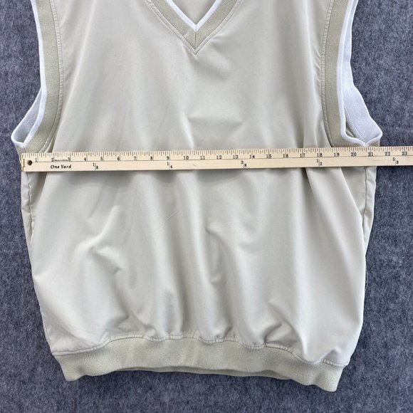 Wedge Golf And Beyond Vest Mens L Beige Tan V Neck‎ Pockets Pullover Windbreaker - Picture 6 of 7